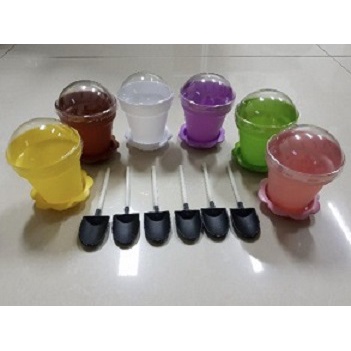 ชุดถ้วยไอติม เซทแก้วใส่ไอติม ทรงกระถางต้นไม้+ช้อน (20ชุด)
