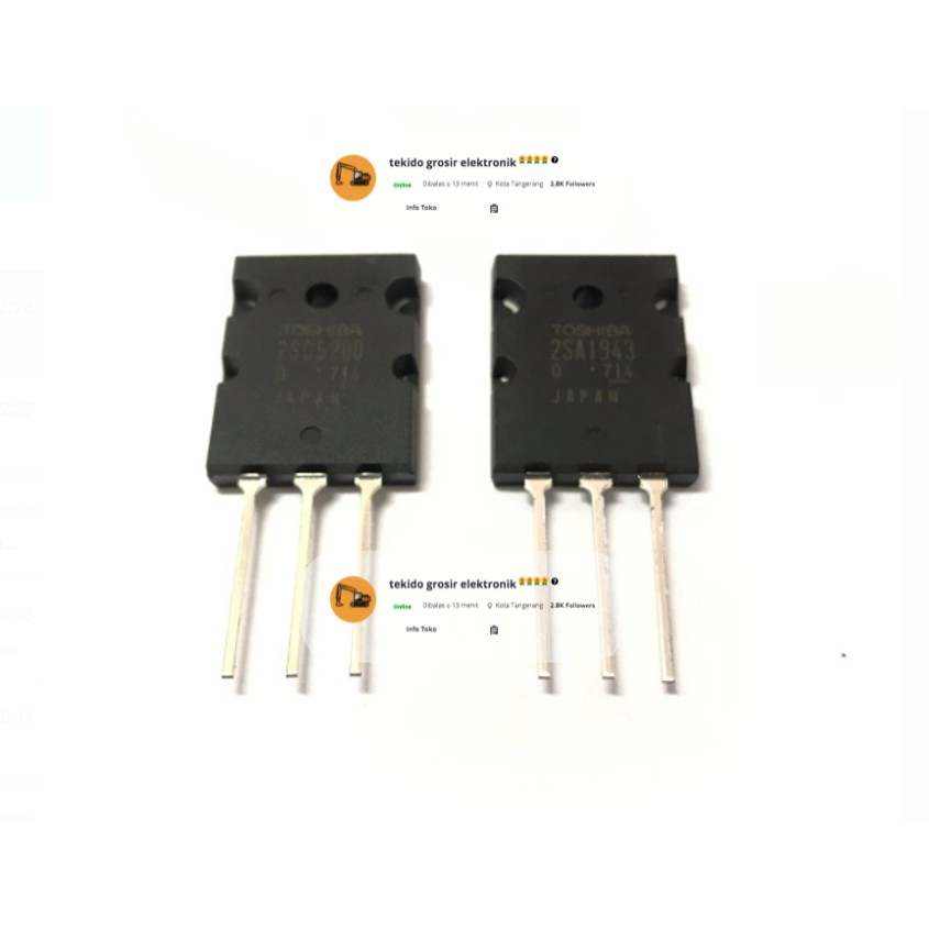 TRANSISTOR 1943 5200 TOSHIBA CODE LOT 714 1 ชุด