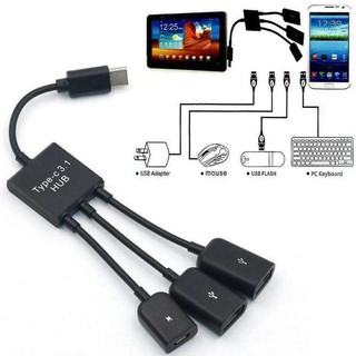 Type-C turn micro usb hub usb 3.1 2 hub with power OTG Type