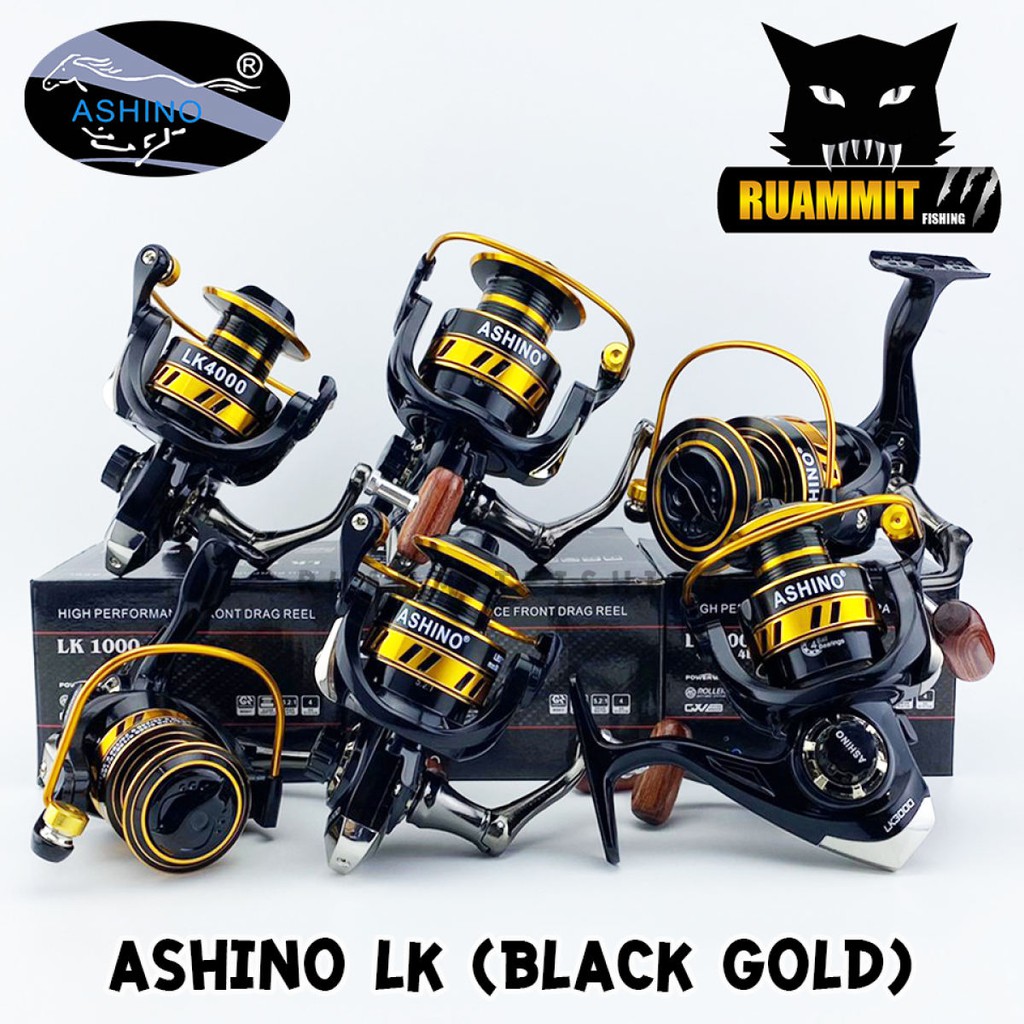 รอกสปินนิ่ง อาชิโน่ ASHINO LK 1000/2000/3000/4000/5000/6000 (BLACK GOLD)