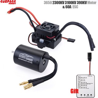 มอเตอร์ Surpass Hobby 3650 2300 Kv 3100 Kv 3900 Kv + 60 A Esc W / Program Card Combo สําหรับ 1 / 10 Rc รถบรรทุกบังคับวิทยุ