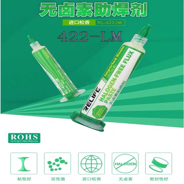 RELIFE RL-421/RL-422 ฟลักซ์สำหรับงานซ่อมบัดกรีและรีบอลชิป BGA, SMD, PGA บนแผงวงจรพิมพ์ (PCB)