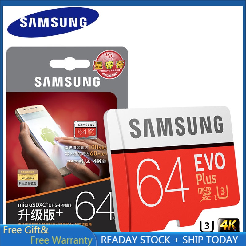 100% Original SAMSUNG Memory Card EVO Plus HD Micro SD 128G 64GB U3 32GB U1 Class10 MicroSD Card UH