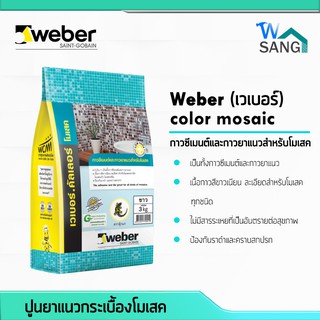 ปูนกาวยาแนวกระเบื้องโมเสค WEBER(เวเบอร์) color mosaic ยาแนวตุ๊กแก ขนาด3กก. สีขาว @wsang