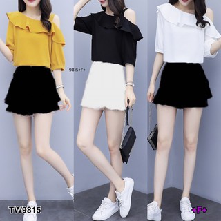 👗Pfashion [ส่งไว!!🚛] P9815 Set เสื้อสายเดี่ยวไหล่เียว + กางเกงกระโปรง  Set one-shoulder top + skirt pants