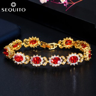 Royal Luxury 585 Gold สีเครื่องประดับรูปไข่ Ruby CZ คริสตัลด…