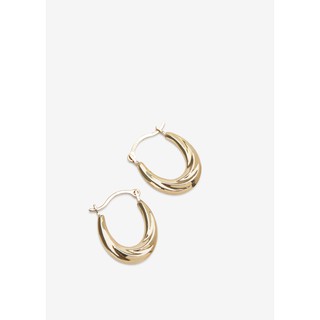 ต่างหูทองคำแท้ 10K รูปไข่วงรี Oval Hoop Earrings in 10k Yellow Gold