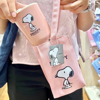 𝙈𝙊𝙎𝙃𝙄 𝙈𝙊𝙎𝙃𝙄 สินค้าพร้อมส่ง- แก้วน้ำพลาสติกพร้อมถุงผ้า ลายน่ารัก