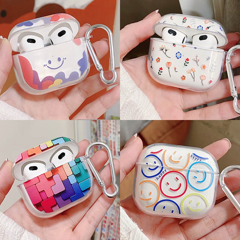 Mango เคสใส ลายการ์ตูนหน้ายิ้ม สําหรับ AirPods 1 2 3 Pro 2 Gen 2 3 2nd 3rd
