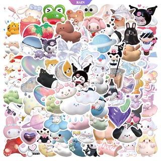 สติกเกอร์ ลายการ์ตูน Sanrio Cinnamoroll Hello Kitty Kuromi Kirby 3D กันน้ํา สําหรับตกแต่งตู้เย็น แล็ปท็อป รถยนต์ [RAIN]