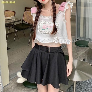 อย่างรวดเร็ว🍰🍫เสื้อกล้ามแขนสั้นแนวหวานญี่ปุ่นสำหรับผู้หญิง