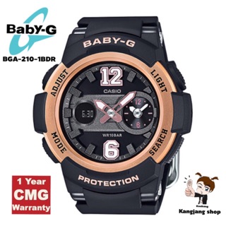 🛎Casio Baby-g รุ่น Bga-210-1bdr สายเรซินสีดำทอง ใส่ได้ทั้งผู้หญิงผู้ชาย ของแท้ 💯% ประกัน CMG (มีโค้ต ส่วนลด ค่ะ)