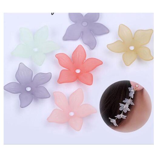 แฟชั่นอะคริลิคดอกไม้หลวมลูกปัด Headdress DIY อุปกรณ์เสริมลูกปัดผสมสี 22 มม.100 ชิ้น/ล็อต y1011