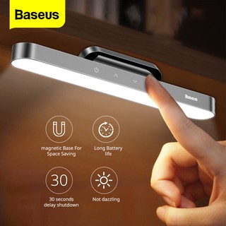 Baseus โคมไฟตั้งโต๊ะ LED แบบแขวน แม่เหล็ก ไร้สาย สัมผัส กลางคืน สําหรับอ่านหนังสือ ห้องนอน ห้องครัว ลดแสง USB