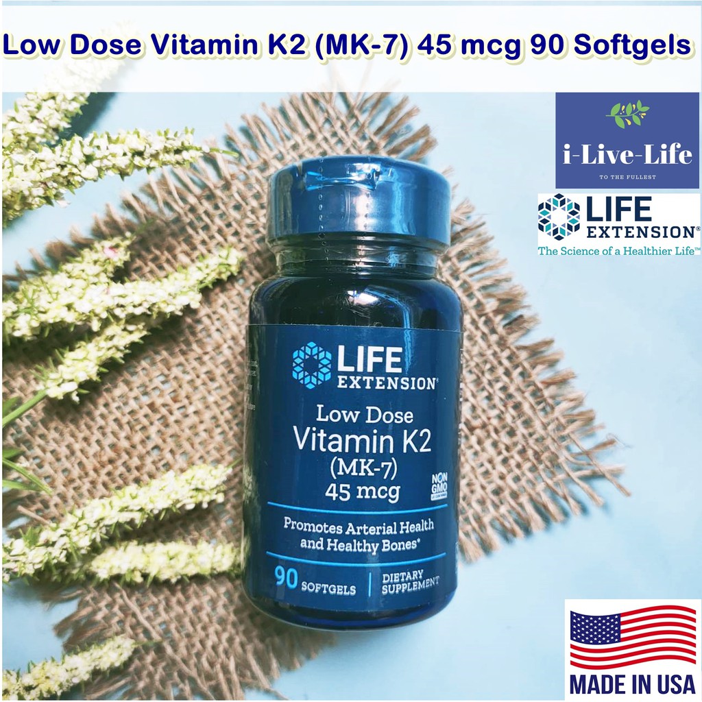 Life Extension - Low Dose Vitamin K2 (MK-7) 45mcg 90 Softgels วิตามินเค อาหารเสริมสำหรับกระดูก