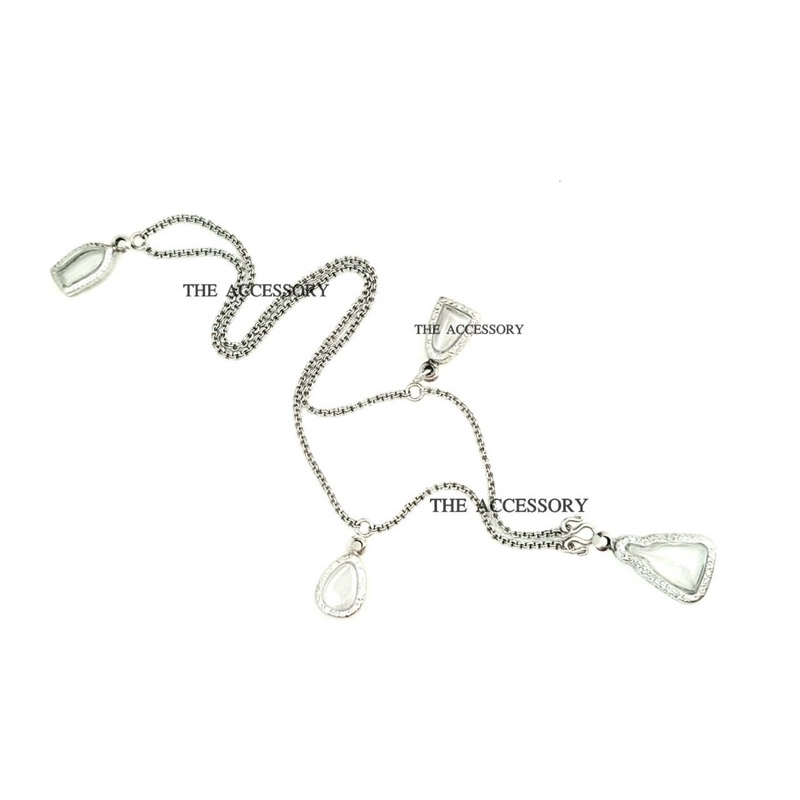 💓💗สร้อยสแตนเลส ลายห่วงคู่เกรด AAA  ห้อยพระ หน้า 3  องค์  หลัง 1 องค์  มีความยาว 24