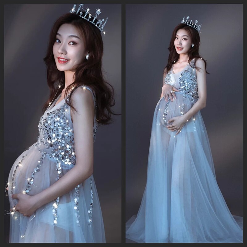 Maternity Dresses Lace Sequined V-Neck Shouldless Photo Clothing For  Pregnant Women Wedding Dress Party Clothes Fashion - 7s9gxb27jw - ThaiPick