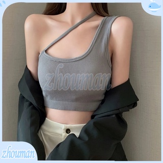 ZM*พร้อมส่ง*เสื้อกล้ามสายเดี่ยวมีฟองน้ำในตัว สายเดี่ยวผ้าร่อง ไหมพรม เสื้อกล้าม เสื้อครอป เนื้อผ้าทอร่องยืดได้เยอะ