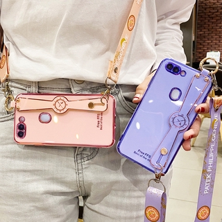 OPPO F5 A91 A8 Reno2 Z A1 A3 A5 A3s Luxury Soft TPU Wrist Strap Holder Phone Case with Free Lanyard