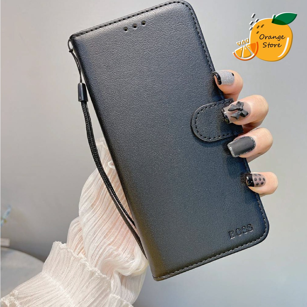 (พร้อมส่งจากไทย) เคส Oppo เคสฝาพับ Boss มีสายคล้องมือ Oppo Reno6(5G) Reno6z(5G) A15 Reno2f Reno5(5g) A3s A59 A57 A39 F11
