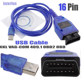 สายเคเบิ้ลอินเตอร์เน็ต + Usb Kkl Vag - Com 409 เครื่องสแกนเนอร์ Vcds Vw Audi Seat A+ Obd2 Obd 1 ชิ้น