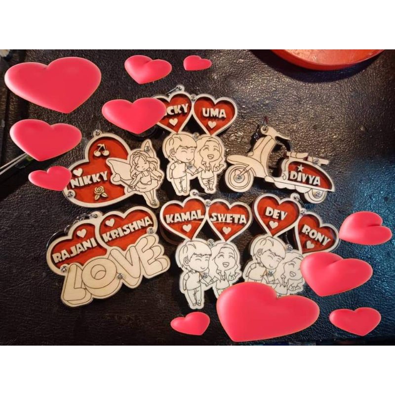 พวงกุญแจไม้ใส่ชื่อแฮนเมด