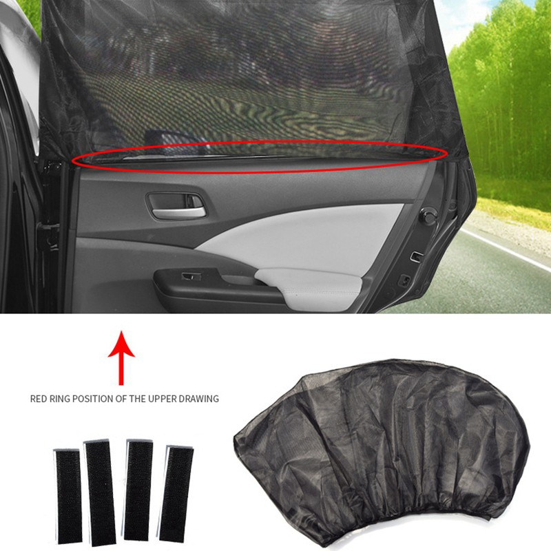 2pcs Car Window Cover Uv Sunshade Curtain Mosquito Dust Protection 