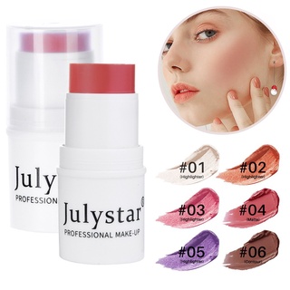 Julystar ขาวดำ แปรงปัดแก้ม 6 สีไฮไลท์สีแดงสดใสหมักบลัชออน ไฮไลท์หน้าเงา คอนทัวร์เฉดดิ้งและไฮไลท์ ชิมเมอร์ SB3564