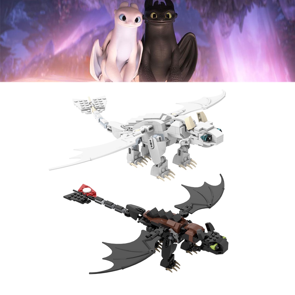วิธีการรถไฟมังกรของคุณ MOC-23064 Toothless Light Fury BuildMOC 234PCS บล็อกภาพยนตร์ของเล่นอิฐชุด