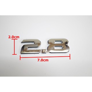 ป้ายโลโก้พลาสติกโครเมี่ยม 2.8 ขนาด 7.0x2.0cm สำหรับ Toyota ด้านหลังติดเทปกาวสองหน้า