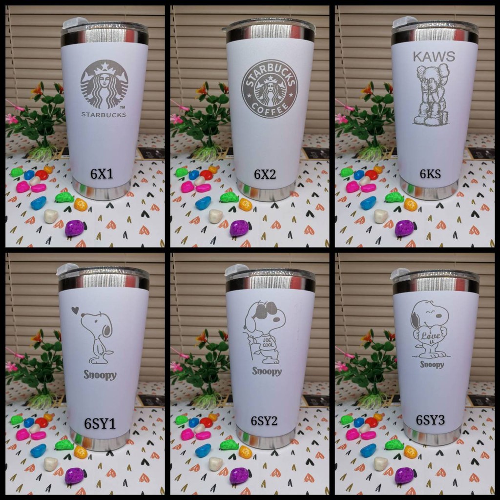 🥛แก้วเก็บอุณหภุมิ QCool  20 OZ งานเลเซอร์สีด้านขอบเงินคุณภาพดี คงทน พร้อมส่ง 👍