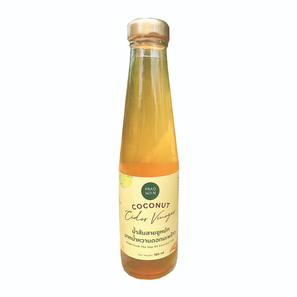 Praowan Coconut Cider Vinegar 180ml น้ำส้มสายชูหมักจากน้ำหวานดอกมะพร้าว