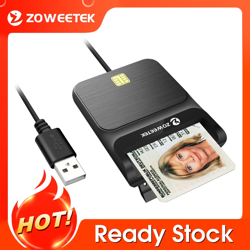 【2025 ใหม่ พร้อมส่ง】Zoweetek เครื่องอ่านบัตรประชาชน Smart Card Reader เครื่องอ่านการ์ดอัจฉริยะ USB สําหรับ ID Smart Card ZW-12026-9