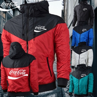 Ready Stock Coca Cola เสื้อแจ็คเก็ตกันลมกันน้ําสําหรับผู้ชายและผู้หญิง