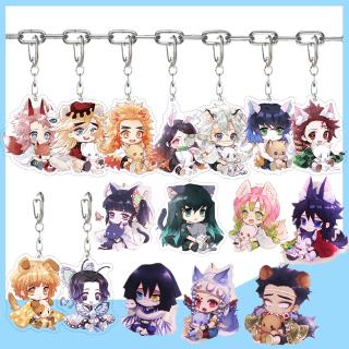 Cute! Demon Slayer Kimetsu No Yaiba Acrylic Keychain พวงกุญ Tanjiro Nezuko Anime Acrylic Double Keychain