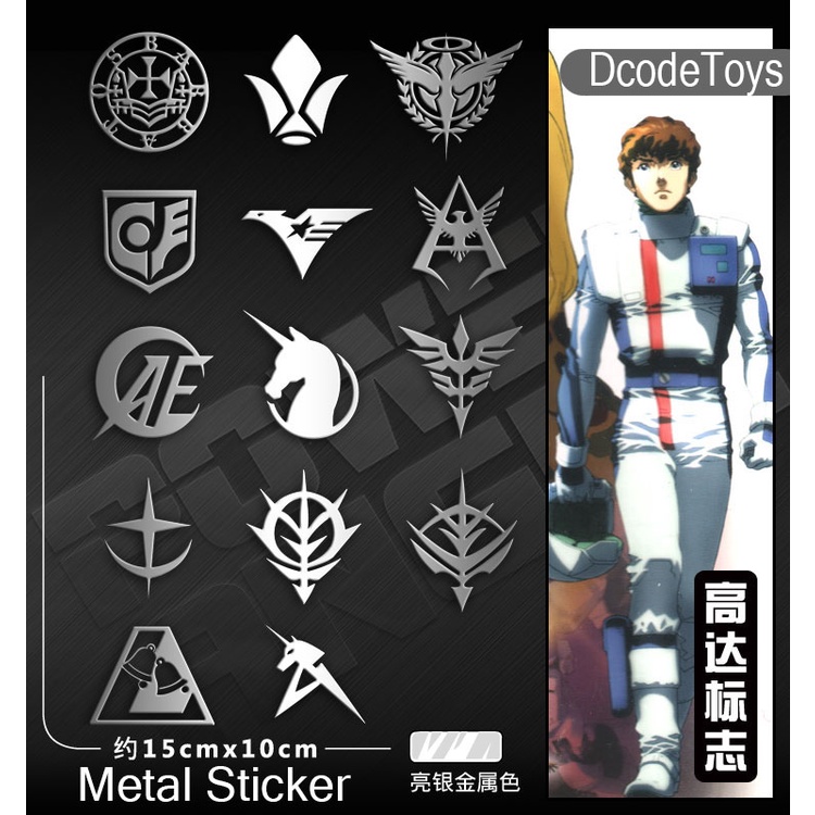 สติ๊กเกอร์โลหะ Gundam Gunpla MIX Logo & Icon - origin RX-78 amuro ray zeta zz - ไม่ใช่ bandai PG MG 