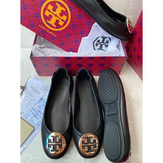 TORY BURCH รองเท้าบัลเล่ต์ หนังแกะ ส้นเตี้ย ส้นแบน สไตล์ทอรี่เบิร์ช