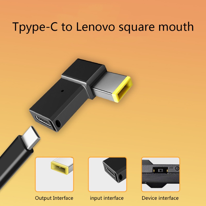 Will อะแดปเตอร์หัวแปลงแฟลช 100W PD Type C เป็น Square Mouth ตัวผู้ สําหรับ Lenovo Thinkpad Lap