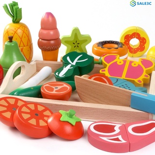 ❈✸☜ Creative Kids 8-9 Piece Wooden Meat Vegetables Fruit  Pretend Role Play Kitchen Toy ☞SA3C