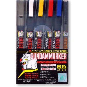 กันดั้มมาร์คเกอร์ 6 สี GSI Creos Gundam Marker Basic Six Colors Set - กันดั้ม กันพลา Gundam Gunpla NJ Shop