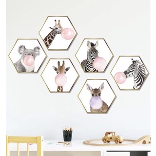 ชุดสติ๊กเกอร์ติดผนังลายสัตว์ ตกแต่งผนัง Kids Animal Print Wall Sticker Set ชุดสติ๊กเกอร์ติดผนังลายสัตว์ ตกแต่งผนัง 6ชิ้น