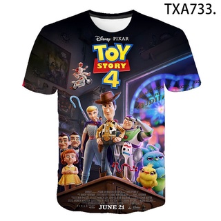 เสื้อยืดแขนสั้นลําลอง พิมพ์ลาย Toy Story 4 แฟชั่นฤดูร้อน สไตล์สตรีท สําหรับเด็กผู้ชาย และเด็กผู้หญิง