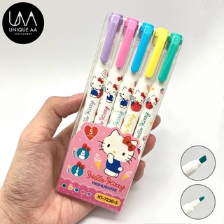 ชุดปากกาไฮไลท์ 2 หัว 5สี ลาย Hello Kitty (ลิขสิทธิ์แท้)