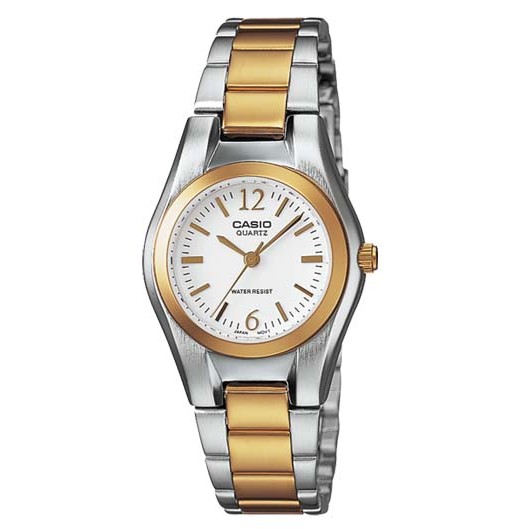 CASIO นาฬิกาข้อมือผู้หญิง Silver/Gold-หน้าขาว สายสแตนเลส รุ่น LTP-1253SG-7ADF,LTP-1253SG-7A,LTP-1253SG