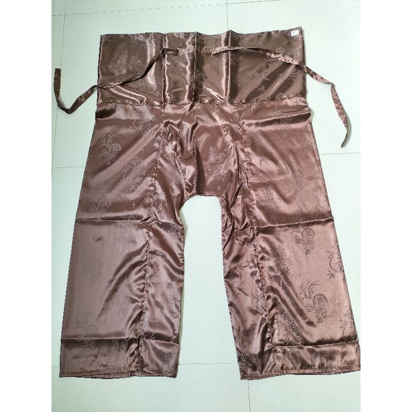 กางเกงแพรขายาวมีเชือกผูกกางเกงเลผ้าแพรไซส์XL - รูปที่ 3