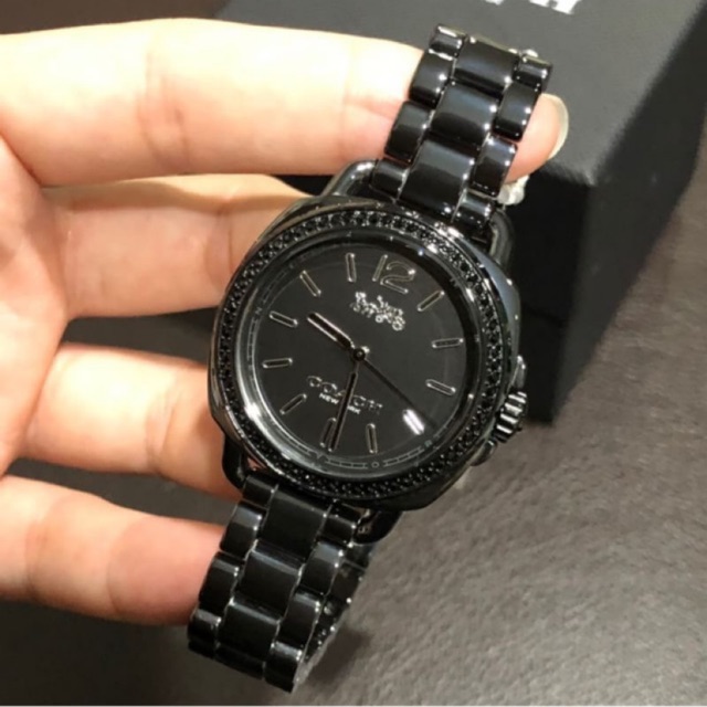 (ผ่อน0%) นาฬิกา เซรามิค สีดำ COACH Tatum Black Dial Black Ceramic Ladies Watch Item No. 14502600