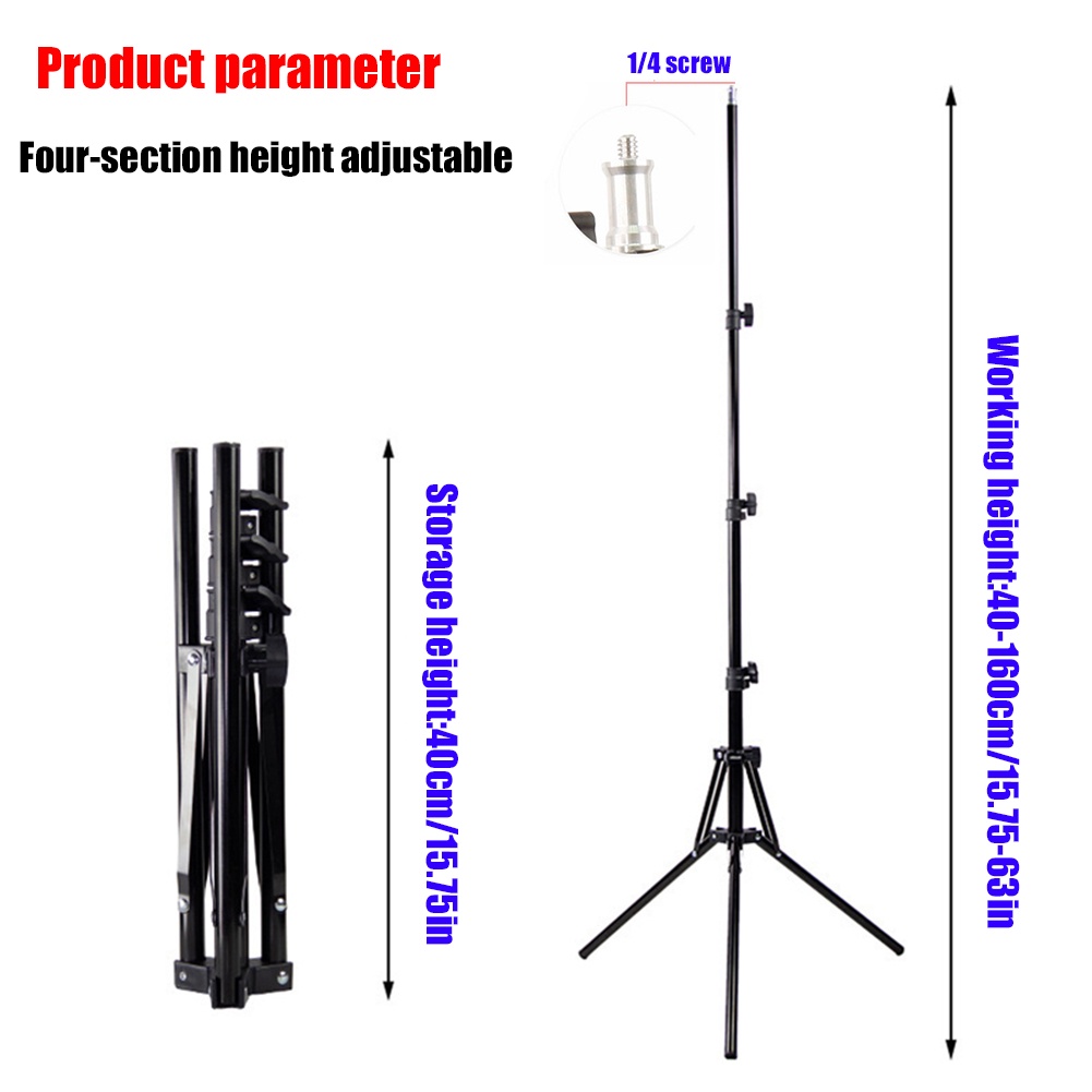Professional ปรับ 1.6M(63in) ขาตั้งไฟขาตั้งกล้อง 1/4 หัวสกรูสําหรับสตูดิโอถ่ายภาพแฟลชถ่ายภาพ