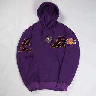 เสื้อแจ็คเก็ตเสื้อฮู้ดดี้ปักลาย NIKE LAKERS สีม่วง