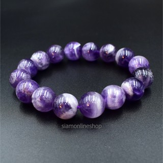 AMETHYST หินอเมทิสต์ ขนาด 12 มม. สร้อยข้อมือหินแท้ by siamonlineshop