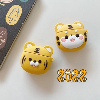 เคสหูฟัง ซิลิโคนนิ่ม ลายเสือ พร้อมตะขอ สําหรับ airpods 1 2 3 pro 2022